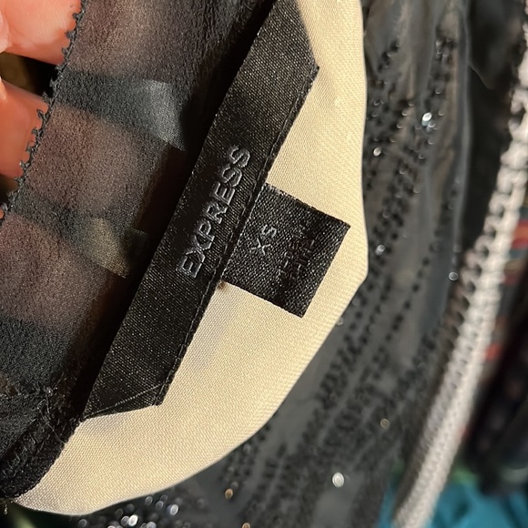 Express vintage Y2K double V black sheer lined & beaded cocktail tank top - Picture 6 of 6